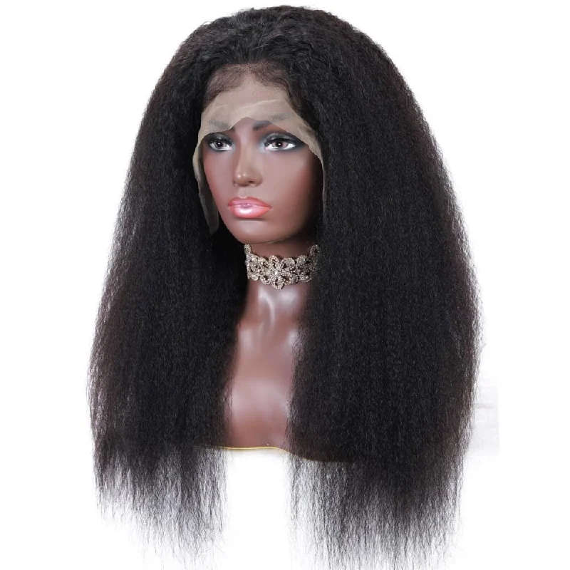 Brazilian Kinky Straight Wigs 4*4/13*4 HD Transparent Lace Closure Wigs 180 210 250 Density Human Hair Wigs