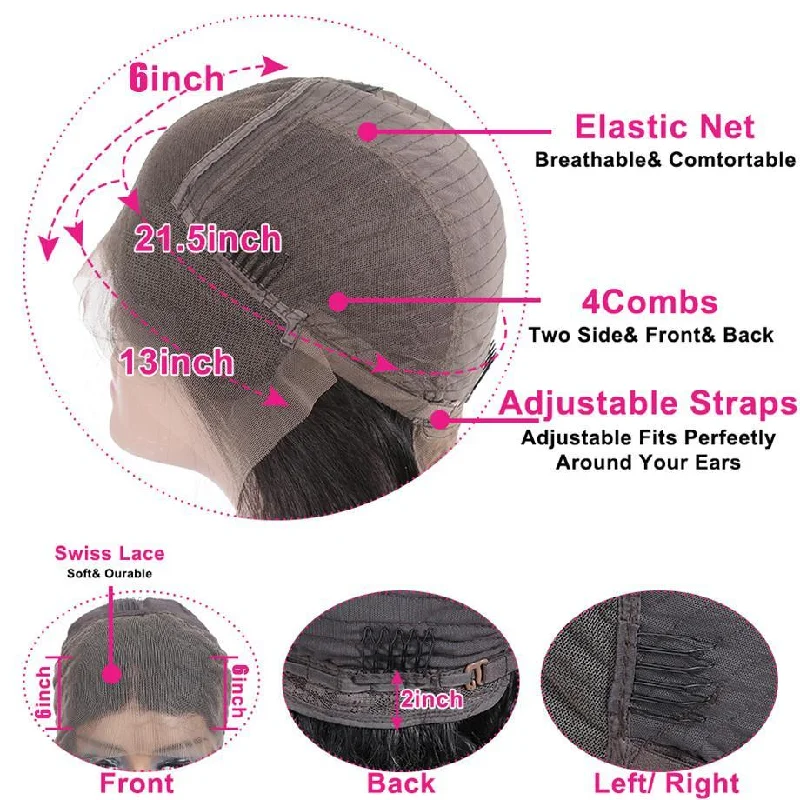 Brazilian Straight Hair 13x6 HD Transparent Lace Front  Wigs 180 210 250 Density Natural Color Human Hair Wigs Vrvogue Hair