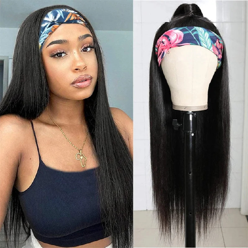 Brazilian Straight Hair Wigs Glueless Headband Wigs 180 210 Density Natural Color Human Hair Wigs