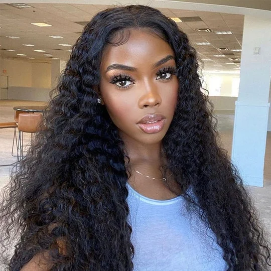 Brazilian Virgin Hair Jerry Curly 40 Inch  13*4 HD Lace Front Wigs Virgin Hair Melted Match All Skin