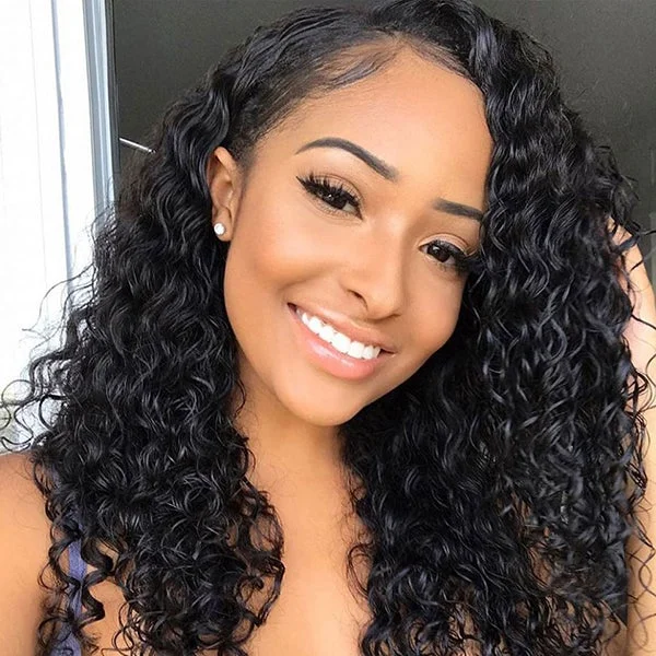 Brazilian Virgin Hair Jerry Curly 40 Inch  13*4 HD Lace Front Wigs Virgin Hair Melted Match All Skin