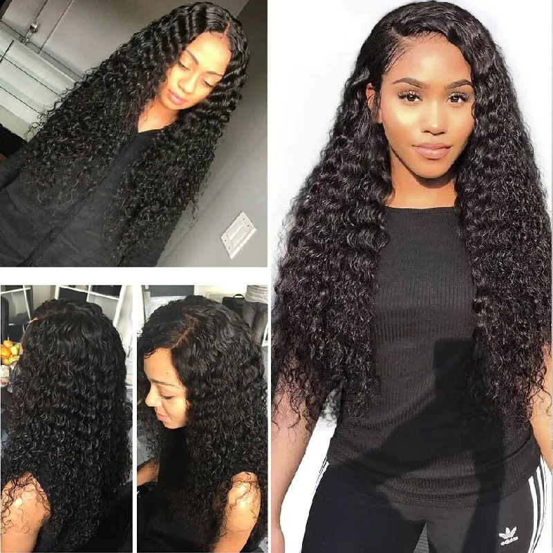 Brazilian Virgin Hair Water Wave Wigs 4*4  HD Transparent Lace Closure Wigs 180 210 250 Density Human Hair Wigs