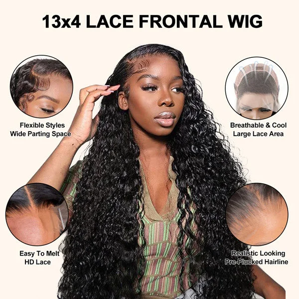 Water Wave Wigs HD Lace Front Wigs Wet And Wavy Brazilian Human Virgin Hair Preplucked Natural Hairline