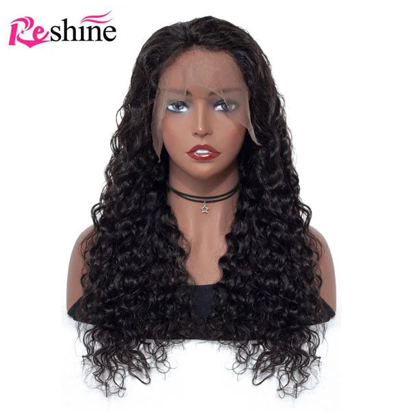 Reshine Hair Brazilian Water Wave Hair 13x4 Lace Front Wigs Soft And Thick Curly Human Hair Lace Wig