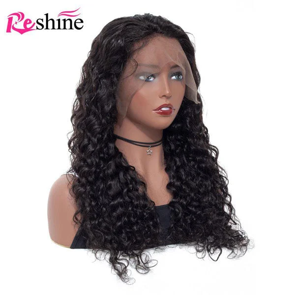 Reshine Hair Brazilian Water Wave Hair 13x4 Lace Front Wigs Soft And Thick Curly Human Hair Lace Wig