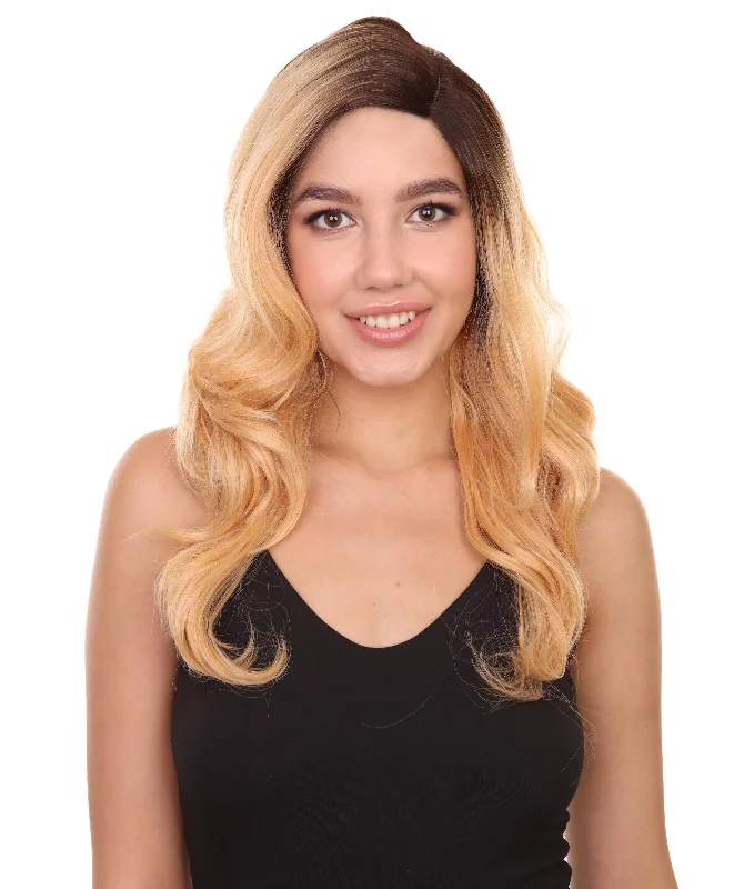 Bronte Women's Long Length Lace Front Wavy With Dark Roots - Adult Fashion Wigs | Nunique