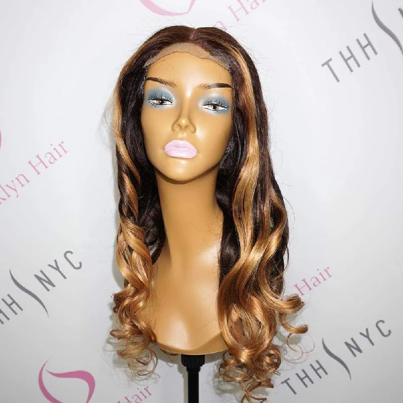 Glueless 4x4 HD Lace Closure Wig Ombre Blonde Loose Body Wave