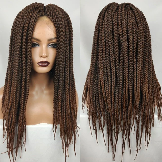 Box Crochet Lace Front Wigs Perruque Hand Made African Braided Braids Wigs