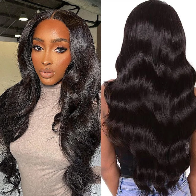 Buy One Get One Free Transparent 4x4 Lace Closure Body Wave Wigs 180% Density Human Hair Wigs