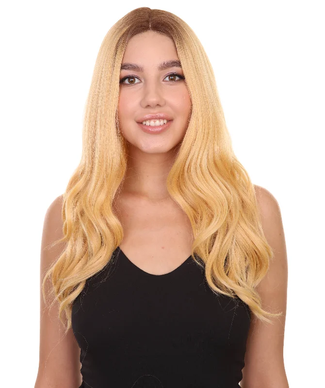 Cady Women's Long Length Lace Front Wavy With Dark Roots - Adults Fashion Wigs | Nunique