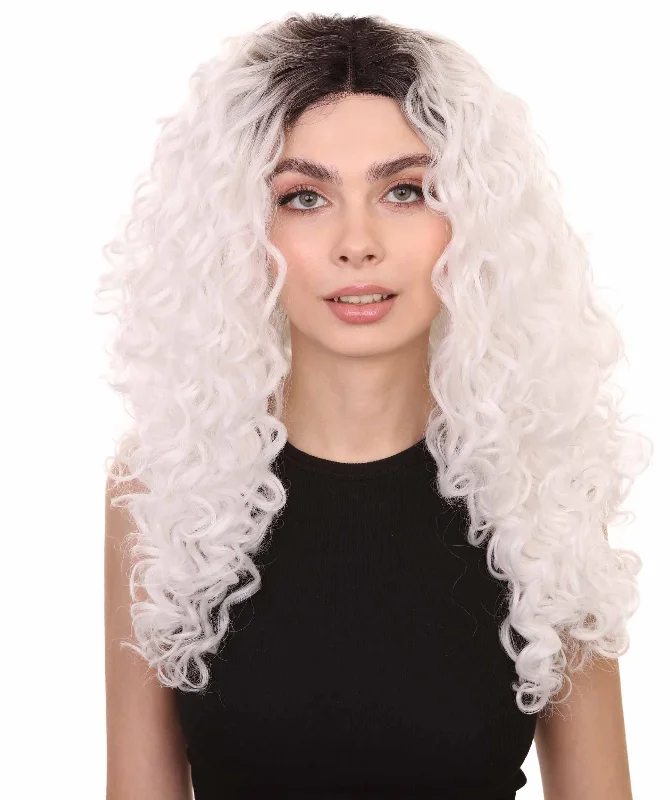 Cassie Women's Shoulder Length Lace Front Curly With Dark Roots - Adults Fashion Wig | Nunique