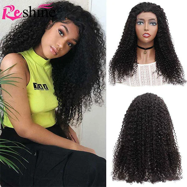 [5x5 HD Lace] Reshine Hair Kinky Curly Hair 4x4 5x5 Lace Closure Wig Natural Color Human Hair Wigs For Black Women