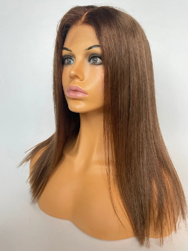 Chestnut Brown (color #6) Wig - HD Silk Base European Hair - Invisible Knots - Natural Hairline