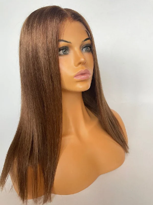 Chestnut Brown (color #6) Wig - HD Silk Base European Hair - Invisible Knots - Natural Hairline