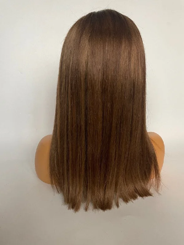 Chestnut Brown (color #6) Wig - HD Silk Base European Hair - Invisible Knots - Natural Hairline