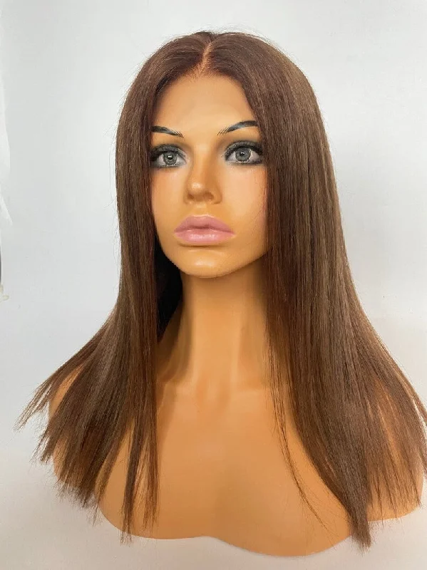 Chestnut Brown (color #6) Wig - HD Silk Base European Hair - Invisible Knots - Natural Hairline