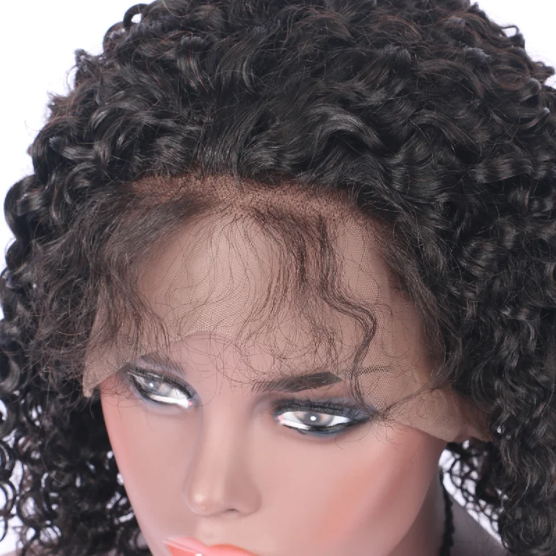 Short Curly 13x4 Lace Front Bob Wig Natural Black Human Hair