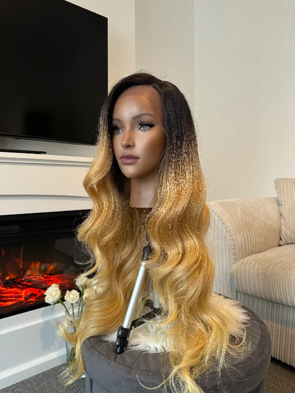 Cleo 28"" Ombre Honey Blonde Lace Front Wig