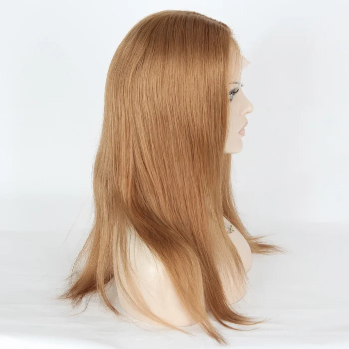 20"" - 100% Remy Human HD Lace Frontal\ Natural Straight Wig- Color 8