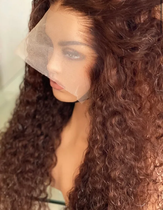 HD Lace Frontal - Color T1B/3/30 Curly Chocolate Brown