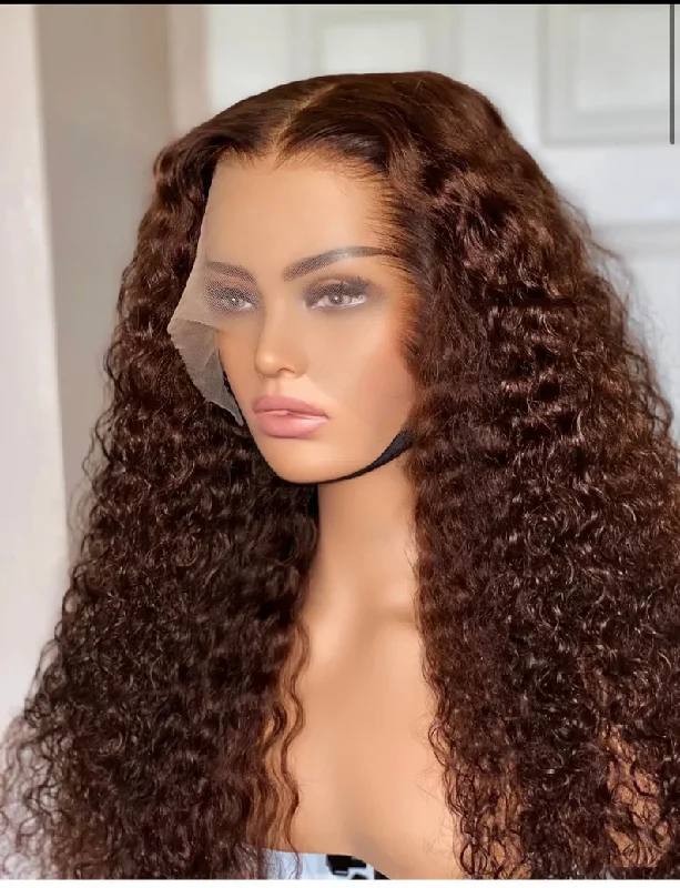 HD Lace Frontal - Color T1B/3/30 Curly Chocolate Brown