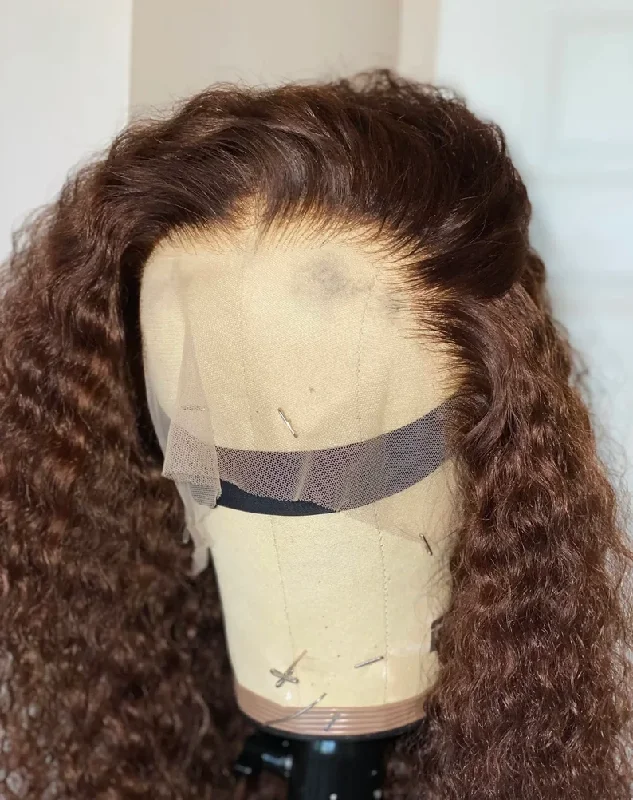 HD Lace Frontal - Color T1B/3/30 Curly Chocolate Brown