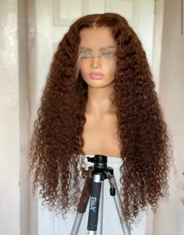 HD Lace Frontal - Color T1B/3/30 Curly Chocolate Brown