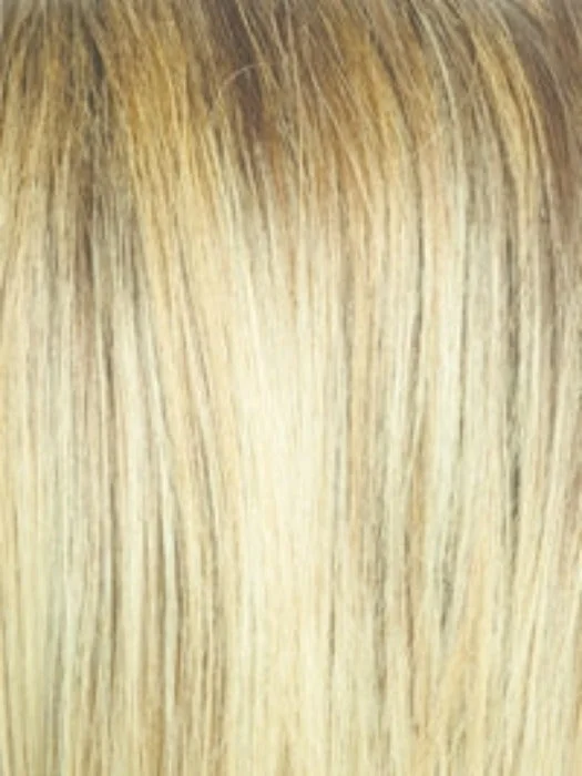 10-12SH25 | DARK BROWN ROOTS MELTING INTO APRICOT BLONDE & THEN LIGHTER BLONDE