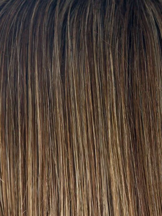 ICED-MOCHA-R | Rooted Dark Brown with Medium Brown Base Blended with Light Blonde Highlights