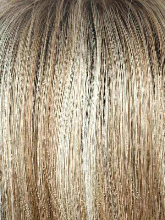 SUGAR-CANE-R | Rooted Platinum Blonde and Strawberry Blonde evenly blended base with Light Auburn highlight