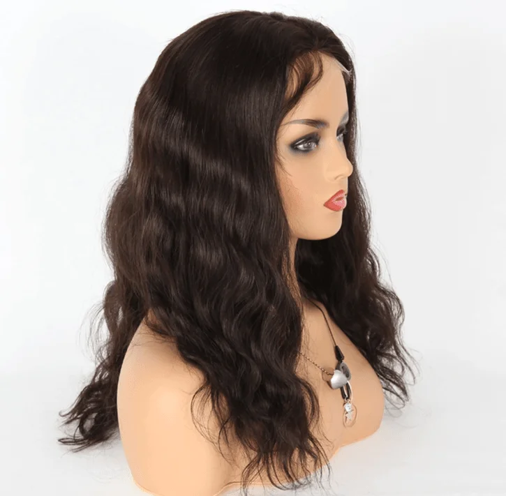 100% Real Human Full Lace Frontal Wig - chocolate Brown, Body Wave