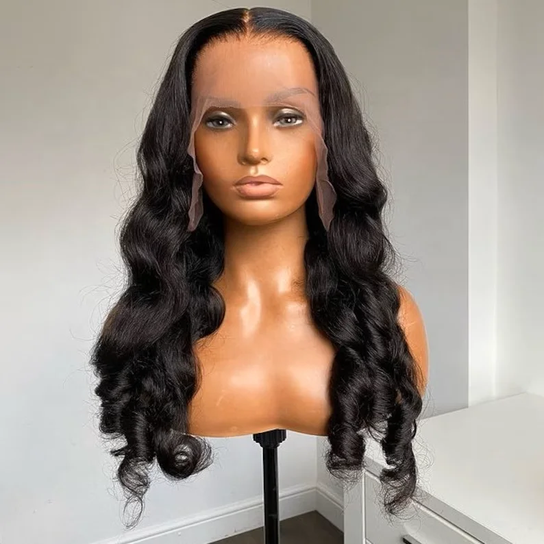 100% Real Human Full Lace Frontal Wig - chocolate Brown, Body Wave