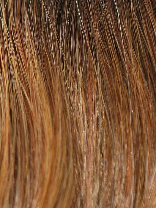 HONEY BROWN-R | Dark Roots on a warm medium brown base with Auburn and Honey Highlights