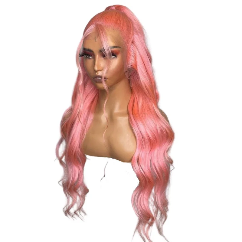 Cotton Candy Virgin Natural Wavy Custom Lace Front Wig