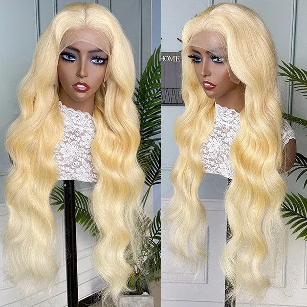 Cranberry 13x6  613 Body Wave Lace Frontal Transparent Lace Blonde hair Wigs Pre-plucked