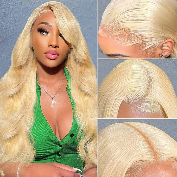 Cranberry hair Blonde #613 Body Wave 13X4 Lace Frontal Deep Parting Super Soft Pre Plucked Wig