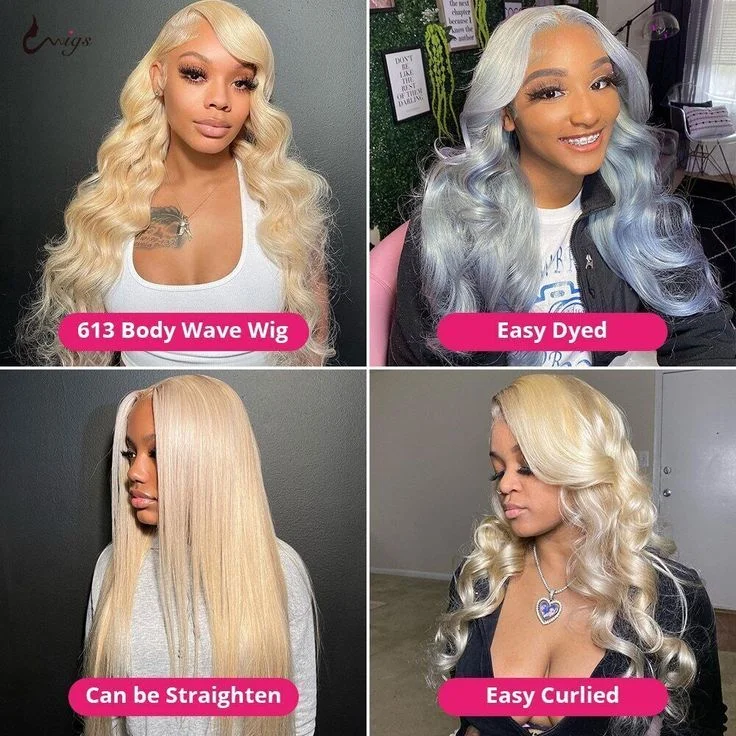 Cranberry hair Blonde #613 Body Wave 13X4 Lace Frontal Deep Parting Super Soft Pre Plucked Wig