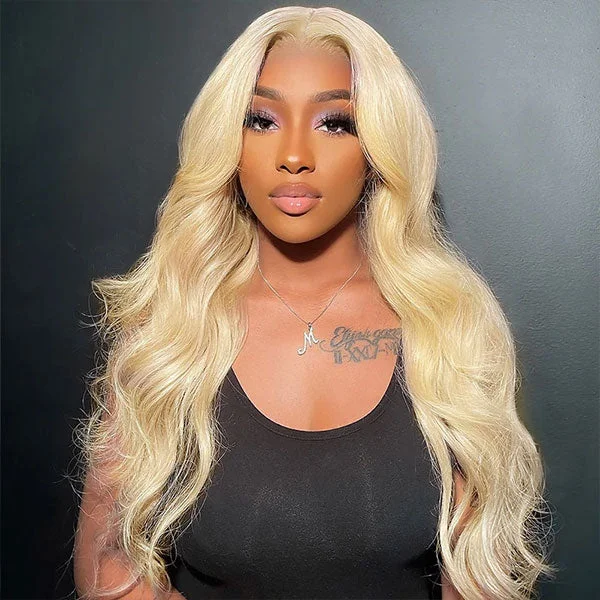 Cranberry Blonde #613 Body Wave 4X4 Glueless Transparent Lace Closure Wig for Black Women