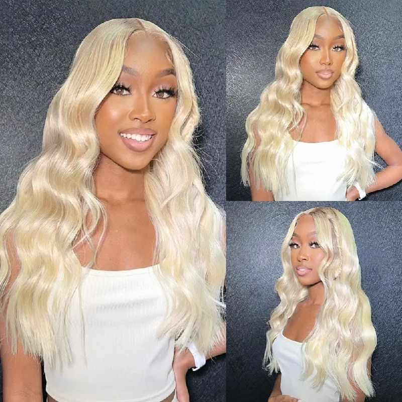 Cranberry Blonde #613 Body Wave 4X4 Glueless Transparent Lace Closure Wig for Black Women