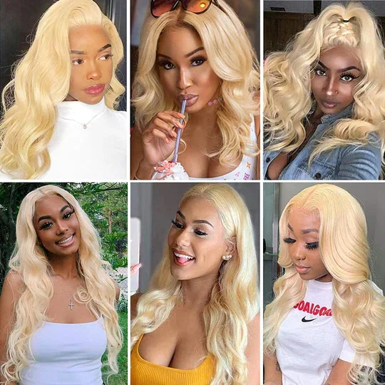 Cranberry Blonde #613 Body Wave 4X4 Glueless Transparent Lace Closure Wig for Black Women