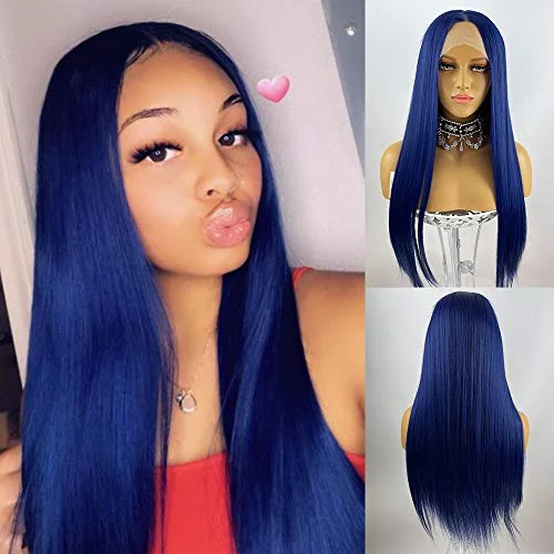 Cranberry Blue Straight Wig Human Hair Wigs HD 13X4 Lace Frontal Wig