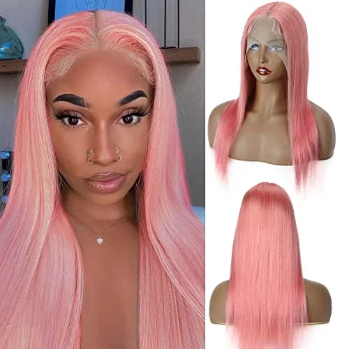 Cranberry Pink Sliky Straight Wig Human Hair Wigs HD 13X4 Lace Frontal Wig