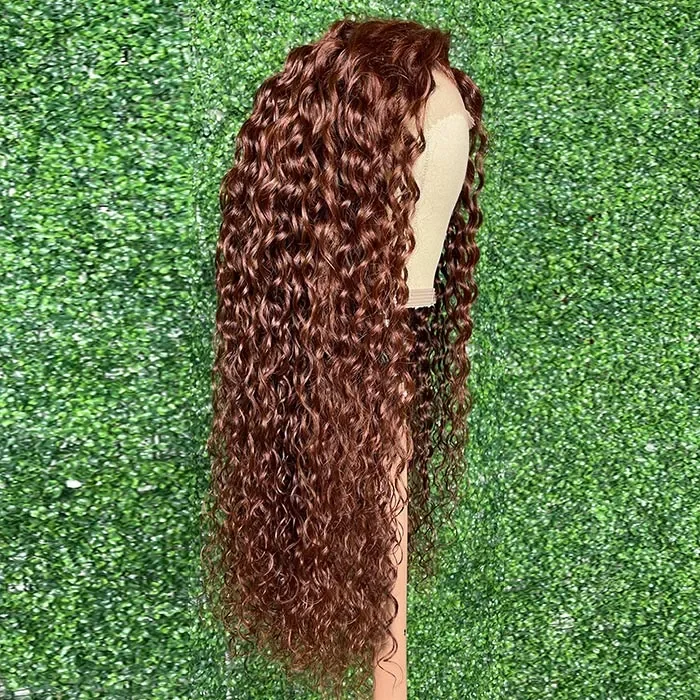 Cranberry  Reddish Brown Color Deep Wave 13x4 Lace Front 180% Density Autumn Wig