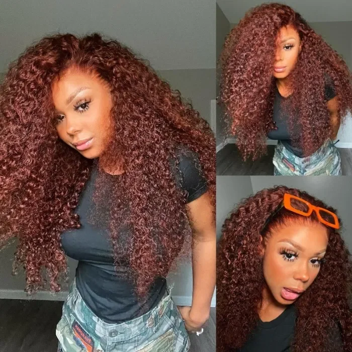 Cranberry Reddish Brown Curly Wave 13x4 Lace Front Autumn Breeze Wig