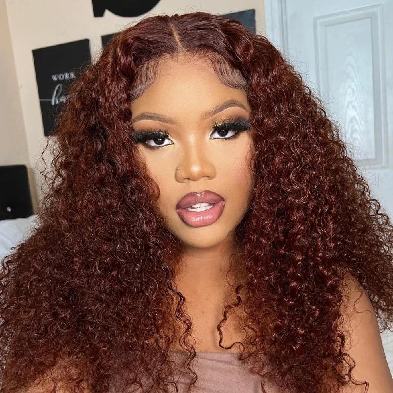 Cranberry Reddish Brown Curly Wave 13x4 Lace Front Autumn Breeze Wig