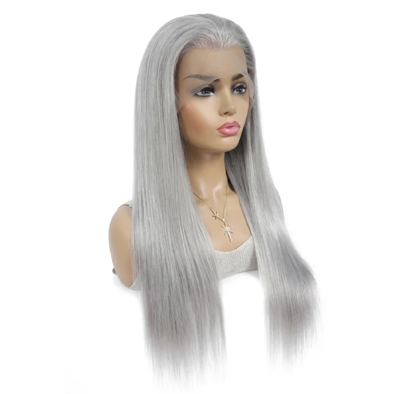 Cranberry Sliver Gray Sliky Straight Wig Human Hair Wigs HD 13X4 Lace Frontal Wig