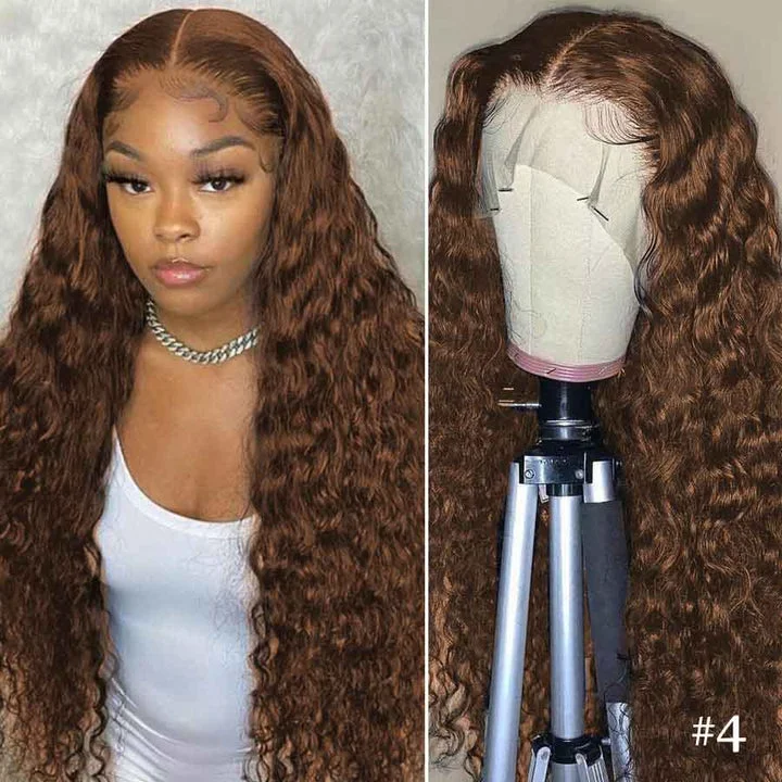 CranberryHair #4 Color Deep Wave Lace Front Wig