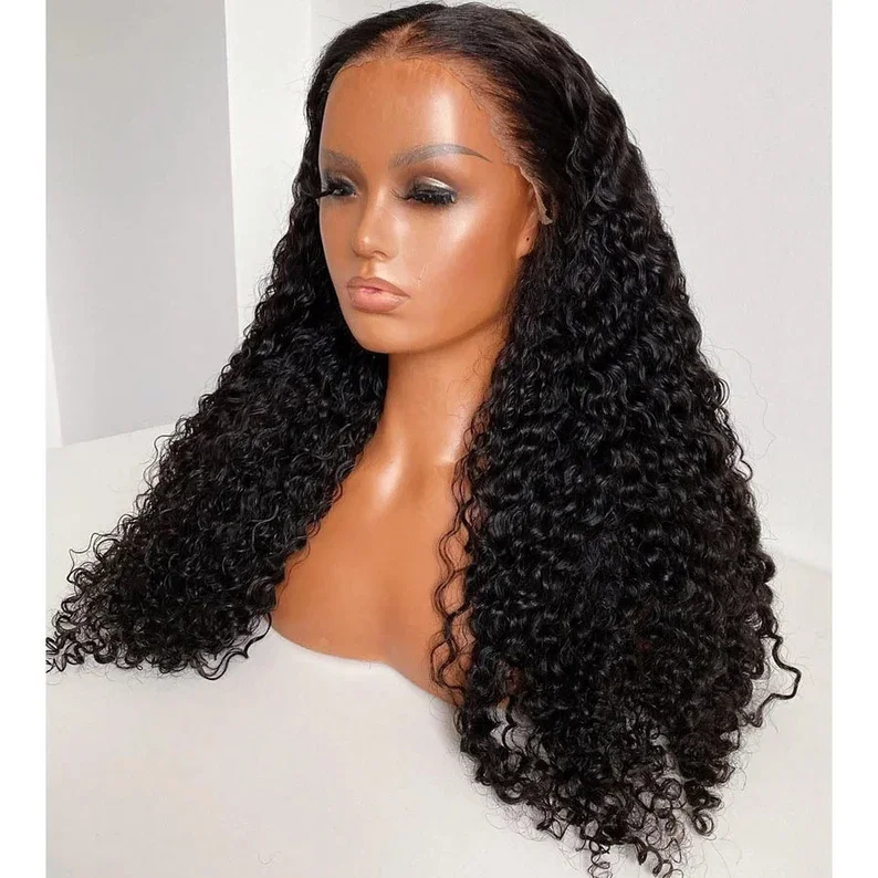 100% Remy Human Off Black Curly Wig  - 13x4 Lace Frontal