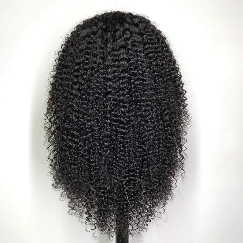 100% Remy Human Off Black Curly Wig  - 13x4 Lace Frontal