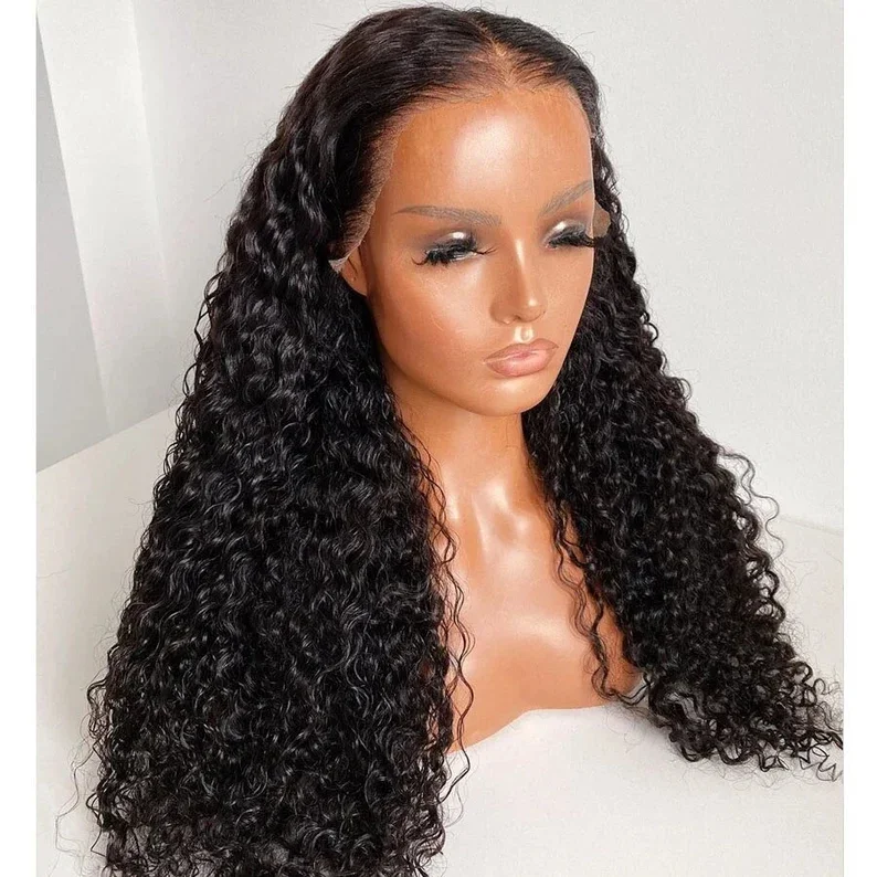 100% Remy Human Off Black Curly Wig  - 13x4 Lace Frontal